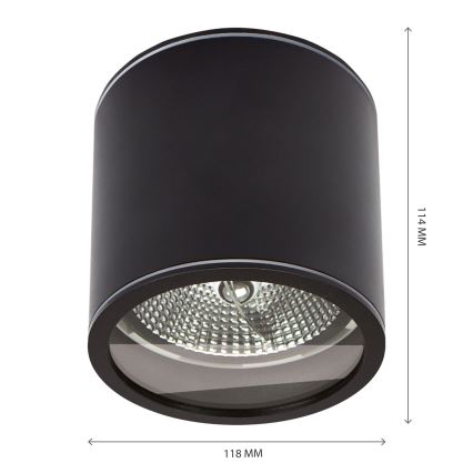Bathroom spotlight CHLOE AR111 1xGU10/15W/230V IP44 round black