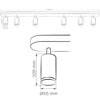 Bathroom spotlight TURYN 6xGU10/10W/230V IP44 black