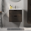 Bathroom vanity unit with basin GRIBSKOV 60 cm brown/oak/white