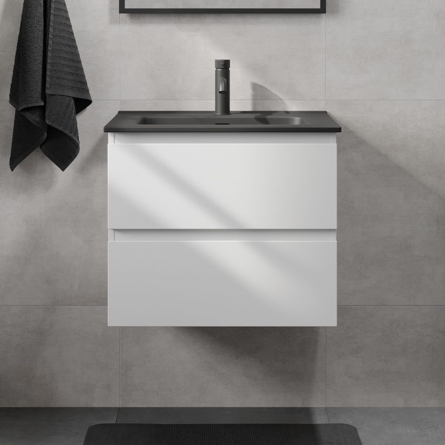 Bathroom vanity unit with basin KENWOOD 61x52x45 cm white/black