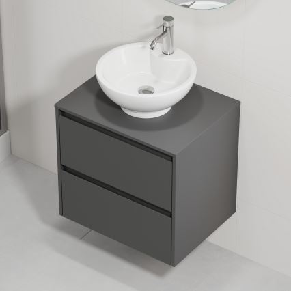 Bathroom vanity unit with basin TRONDHEIM/DRAMMEN 60x57x46 cm anthracite/white