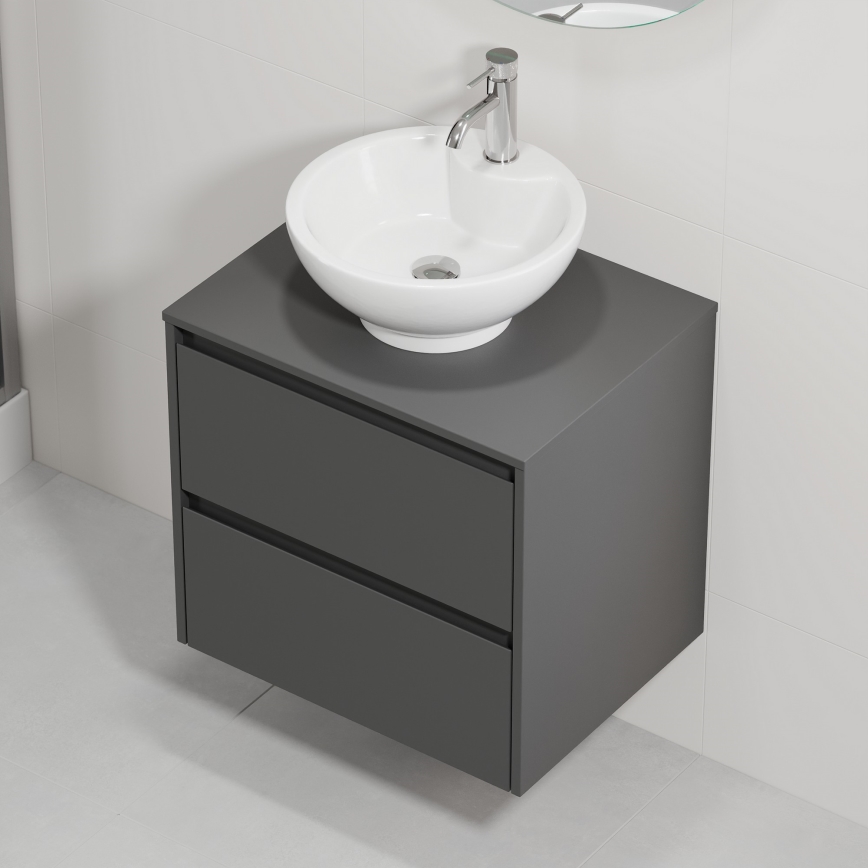 Bathroom vanity unit with basin TRONDHEIM/DRAMMEN 60x57x46 cm anthracite/white