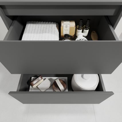 Bathroom vanity unit with basin TRONDHEIM/DRAMMEN 60x57x46 cm anthracite/white