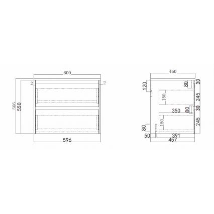 Bathroom vanity unit with basin TRONDHEIM/DRAMMEN 60x57x46 cm anthracite/white