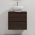 Bathroom vanity unit with basin TRONDHEIM/DRAMMEN 60x57x46 cm walnut/white