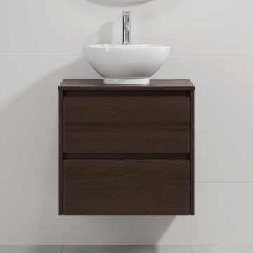 Bathroom vanity unit with basin TRONDHEIM/DRAMMEN 60x57x46 cm walnut/white