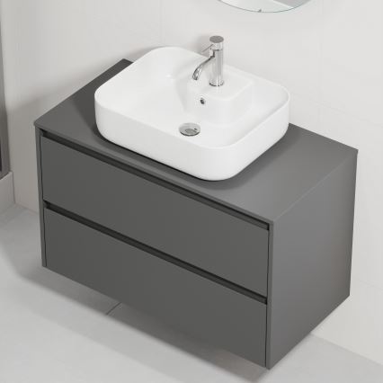 Bathroom vanity unit with basin TRONDHEIM/KRISTIANSAND 90 x 57 x 46 cm Anthracite/White