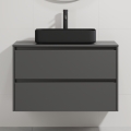 Bathroom vanity unit with basin TRONDHEIM/LJORDAL 90x57x46 cm anthracite/black