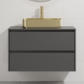 Bathroom vanity unit with basin TRONDHEIM/LJORDAL 90x57x46 cm anthracite/brass