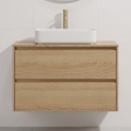 Bathroom vanity unit with basin TRONDHEIM/LJORDAL 90x57x46 cm Oak/White