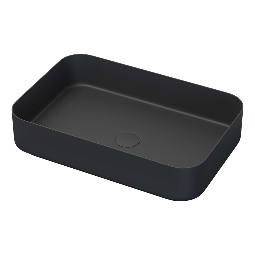 Bathroom vanity unit with basin TRONDHEIM/LJORDAL 90x57x46 cm walnut/black