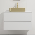 Bathroom vanity unit with basin TRONDHEIM/LJORDAL 90x57x46 cm white/brass