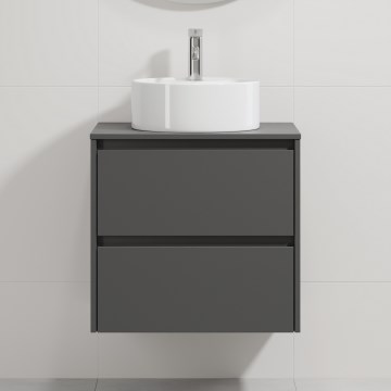 Bathroom vanity unit with basin TRONDHEIM/VIKEDAL 60x57x46 cm anthracite/white