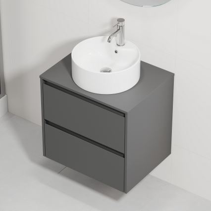 Bathroom vanity unit with basin TRONDHEIM/VIKEDAL 60x57x46 cm anthracite/white