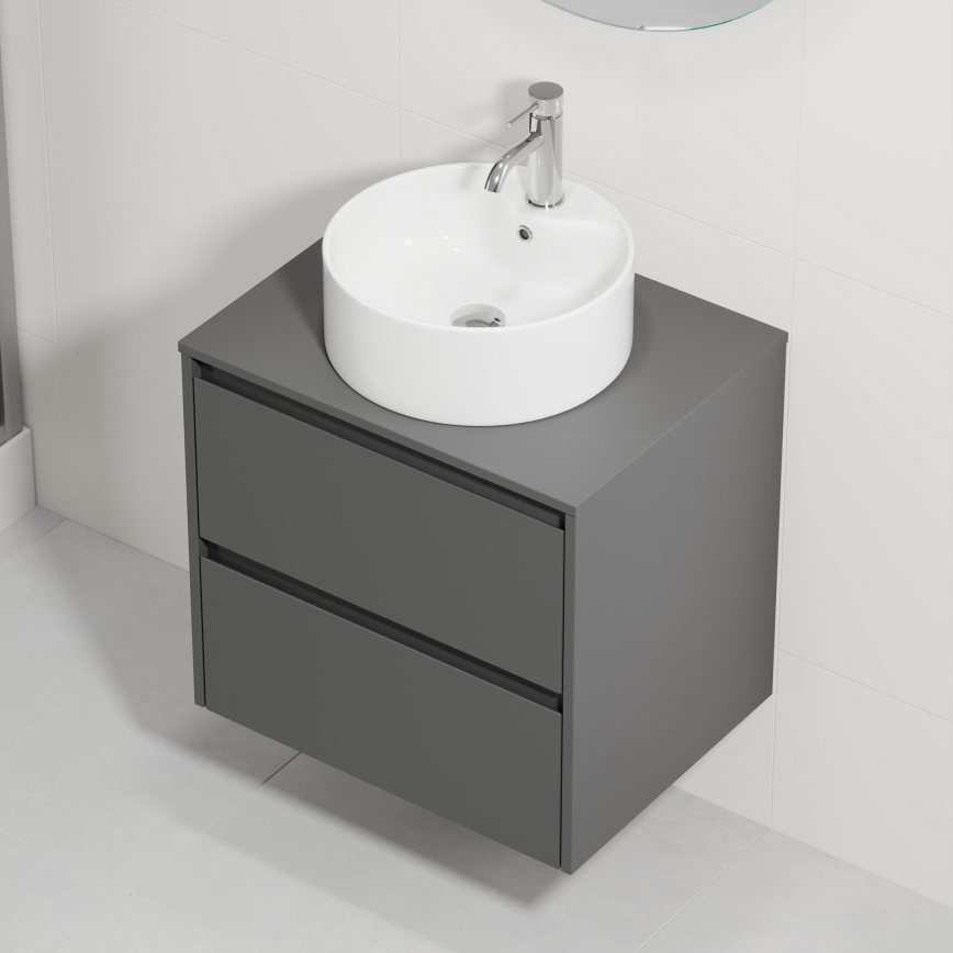 Bathroom vanity unit with basin TRONDHEIM/VIKEDAL 60x57x46 cm anthracite/white