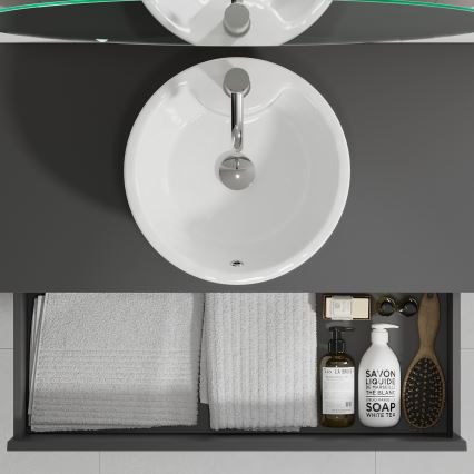 Bathroom vanity unit with basin TRONDHEIM/VIKEDAL 60x57x46 cm anthracite/white