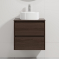 Bathroom vanity unit with basin TRONDHEIM/VIKEDAL 60x57x46 cm walnut/white