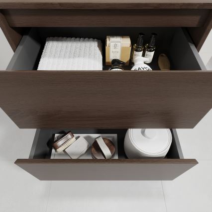Bathroom vanity unit with basin TRONDHEIM/VIKEDAL 60x57x46 cm walnut/white