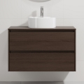 Bathroom vanity unit with basin TRONDHEIM/VIKEDAL 90 x 57 x 46 cm walnut/white