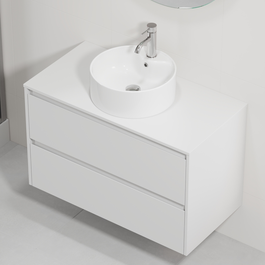 Bathroom vanity unit with basin TRONDHEIM/VIKEDAL 90x57x46 cm white