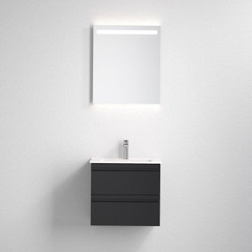 Bathroom vanity unit with basin VEDO + LED mirror LED/10W/230V IP44 black