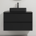 Bathroom vanity unit with integrated sink TRONDHEIM/LJORDAL 90×57×46 cm, Black