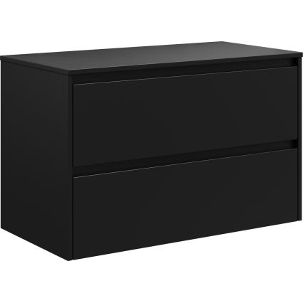 Bathroom vanity unit with integrated sink TRONDHEIM/LJORDAL 90×57×46 cm, Black