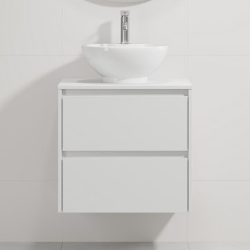 Bathroom vanity unit with sink TRONDHEIM/DRAMMEN, 60 x 57 x 46 cm, white