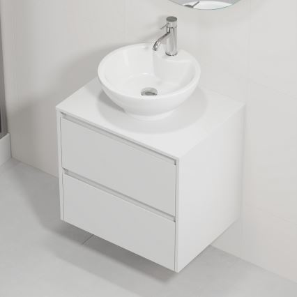 Bathroom vanity unit with sink TRONDHEIM/DRAMMEN, 60 x 57 x 46 cm, white