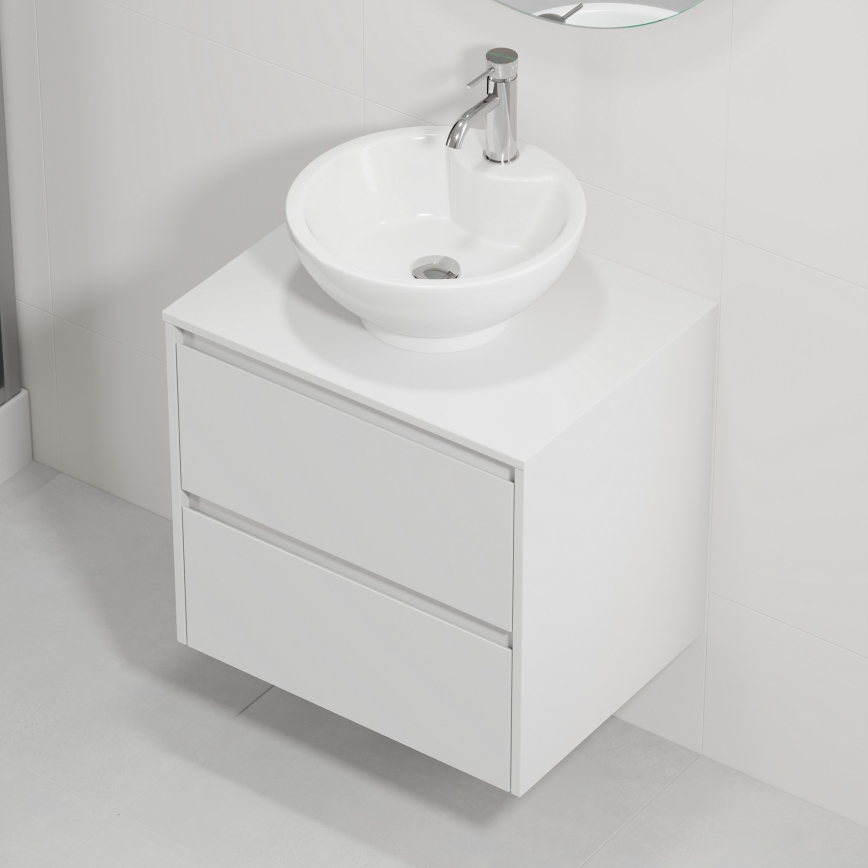 Bathroom vanity unit with sink TRONDHEIM/DRAMMEN, 60 x 57 x 46 cm, white