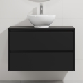 Bathroom vanity unit with sink TRONDHEIM/DRAMMEN 90x57x46 cm black/white