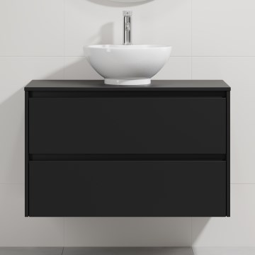 Bathroom vanity unit with sink TRONDHEIM/DRAMMEN 90x57x46 cm black/white