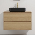 Bathroom vanity unit with sink TRONDHEIM/LJORDAL 90x57x46 cm Oak/Black
