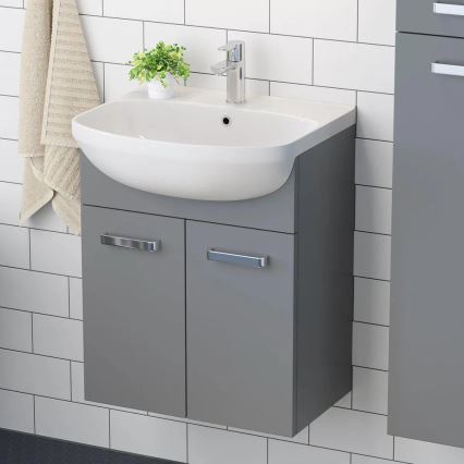 Bathroom vanity with sink ASTRID + LED mirrored cabinet 4xLED/4.3W/230V IP44 grey