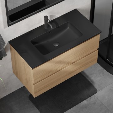 Bathroom vanity with basin KENWOOD 91 cm, oak/black