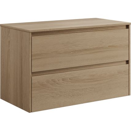 Bathroom vanity with basin TRONDHEIM/KRISTIANSAND 90x57x46 cm oak/white