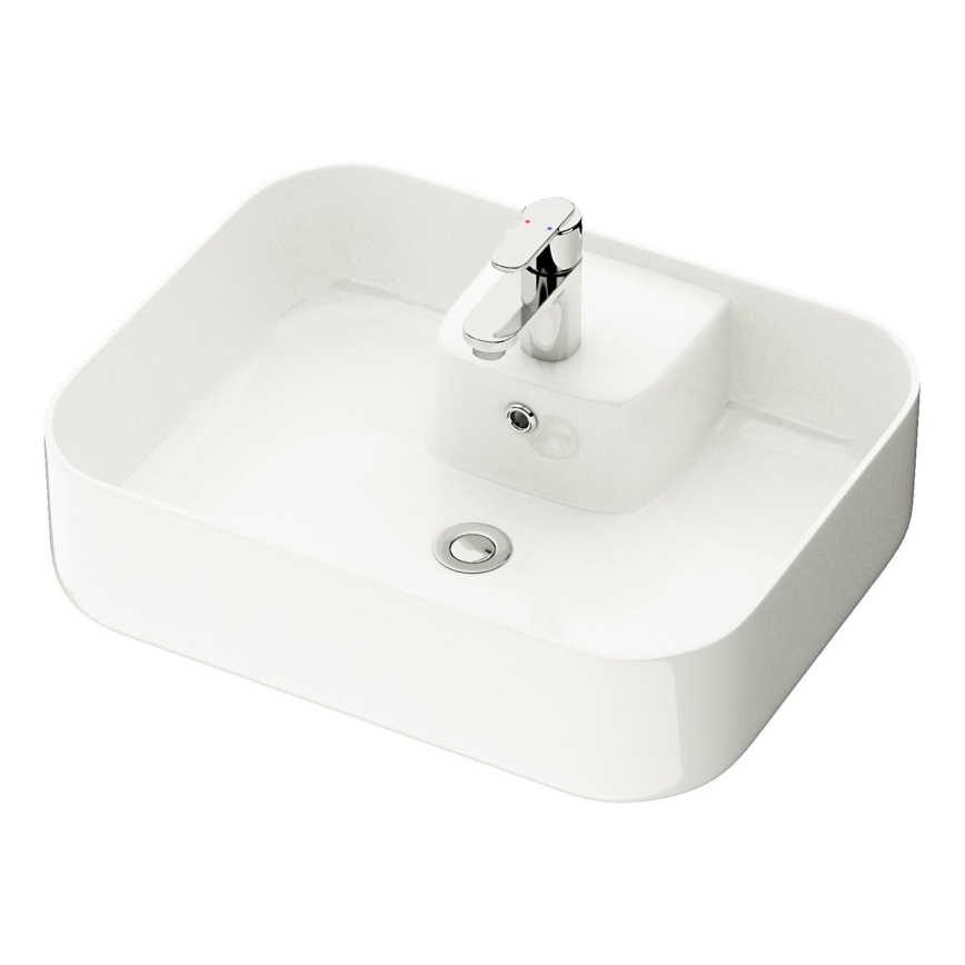 Bathroom vanity with basin TRONDHEIM/KRISTIANSAND 90x57x46 cm oak/white