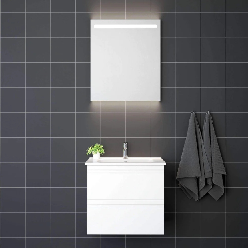 VIGO bathroom vanity with sink + LED backlit wall-mounted mirror, LED/10W/230V, IP44, white