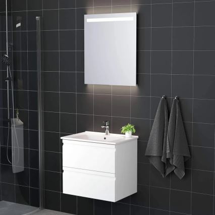 VIGO bathroom vanity with sink + LED backlit wall-mounted mirror, LED/10W/230V, IP44, white