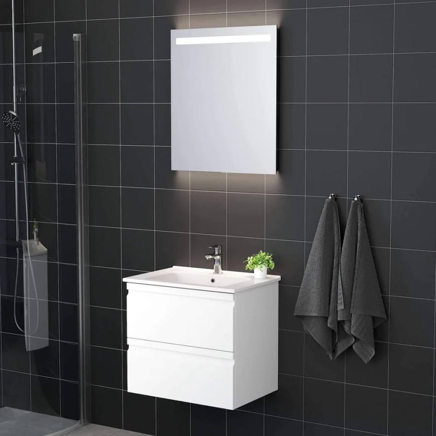 VIGO bathroom vanity with sink + LED backlit wall-mounted mirror, LED/10W/230V, IP44, white