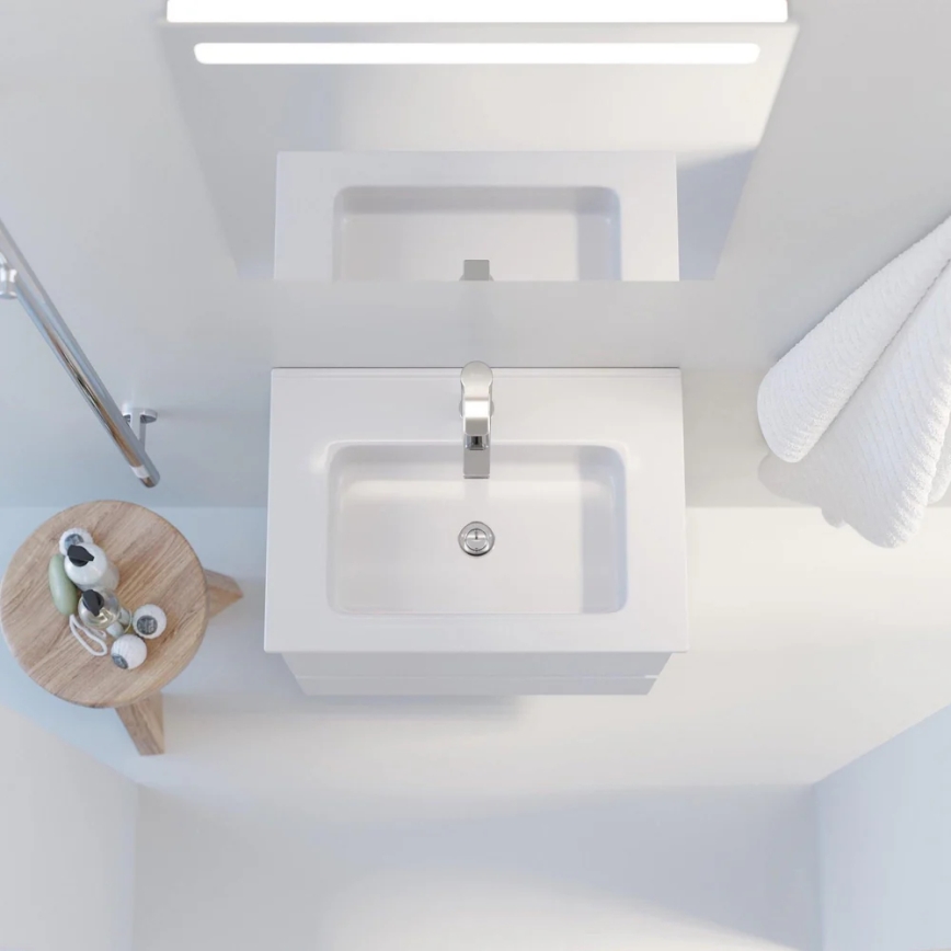 VIGO bathroom vanity with sink + LED backlit wall-mounted mirror, LED/10W/230V, IP44, white