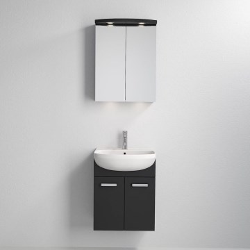 Bathroom vanity with sink ASTRID + LED mirrored cabinet 4x LED/4.3W/230V IP44 black