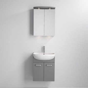 Bathroom vanity with sink ASTRID + LED mirrored cabinet 4xLED/4.3W/230V IP44 grey