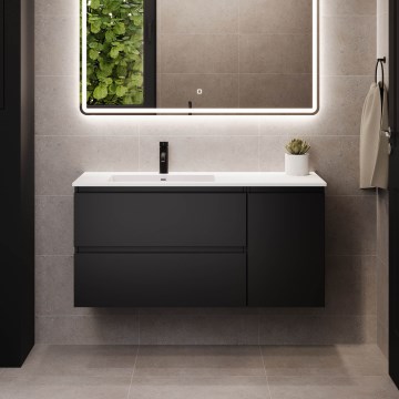 Bathroom vanity with sink HELSINKI 115 cm left/black