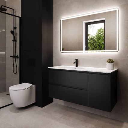 Bathroom vanity with sink HELSINKI 115 cm left/black