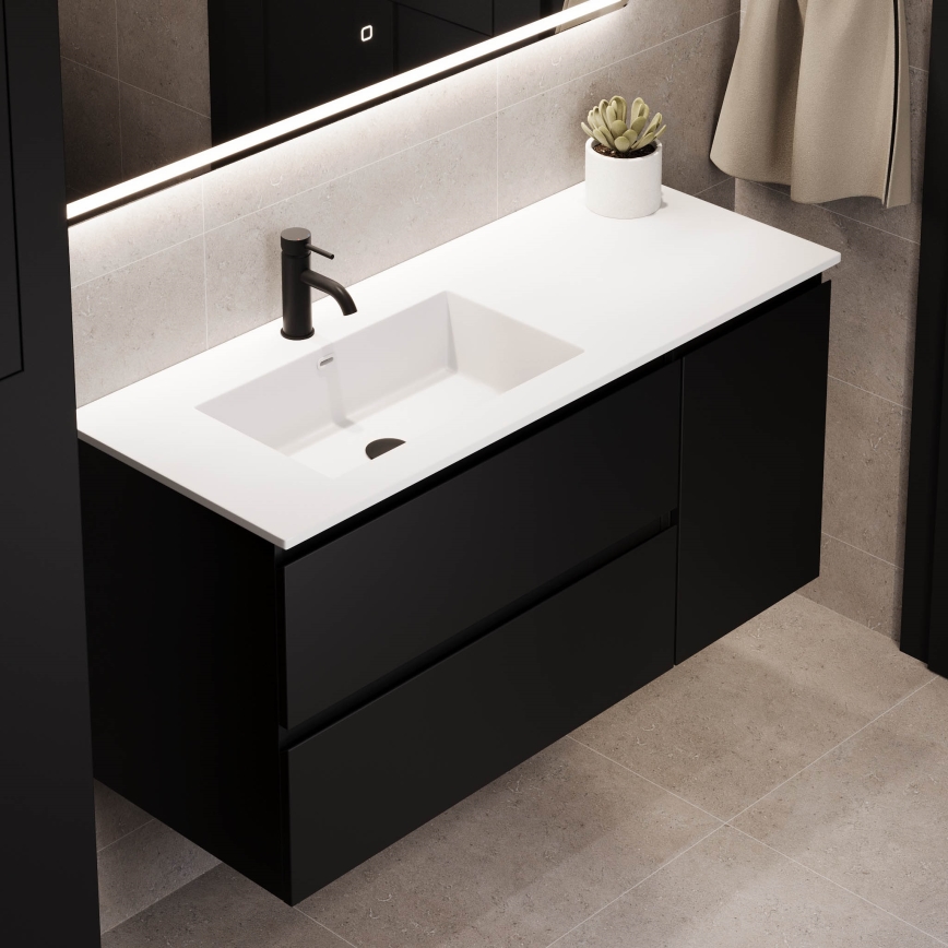 Bathroom vanity with sink HELSINKI 115 cm left/black