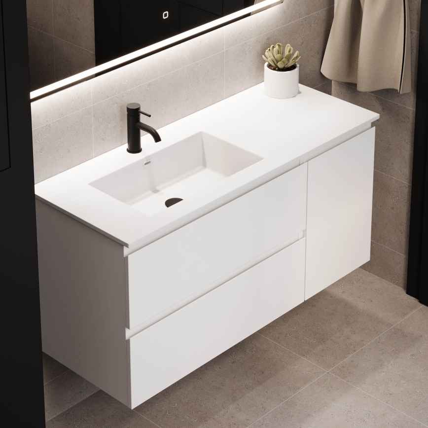 Bathroom vanity with sink HELSINKI 115 cm left/white