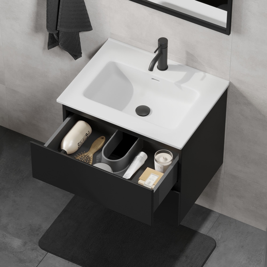 Bathroom vanity with sink KENWOOD 61x52x47 cm black/white