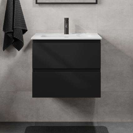 Bathroom vanity with sink KENWOOD 61x52x47 cm black/white
