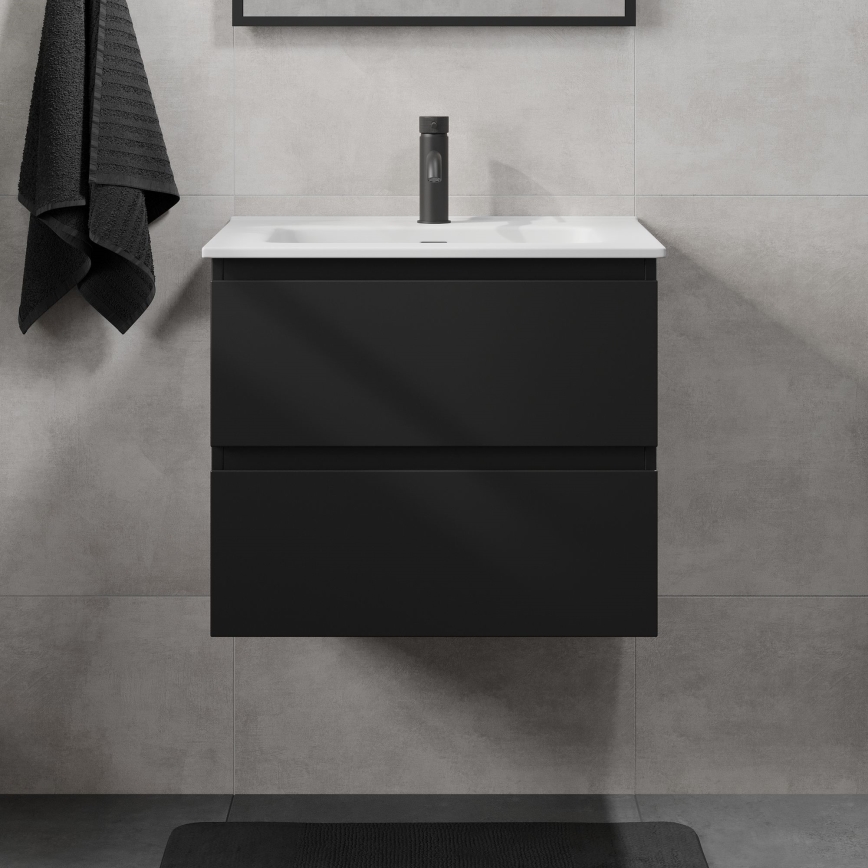 Bathroom vanity with sink KENWOOD 61x52x47 cm black/white